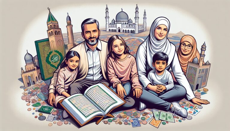 Diverse Muslim family with Quran, embodying Islamic education and lifestyle themes.