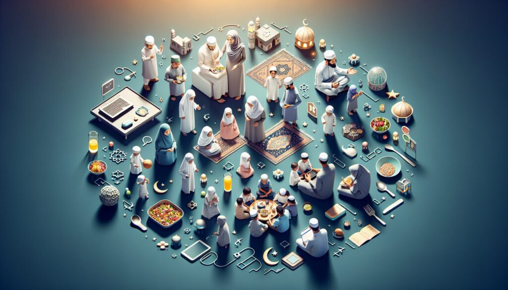 Diverse Muslim families celebrate Eid, blending tradition with modernity and cultural diversity.