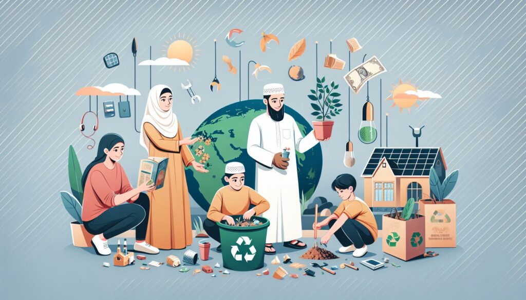 Middle-Eastern family recycles and plants trees, teaching eco-consciousness at home.