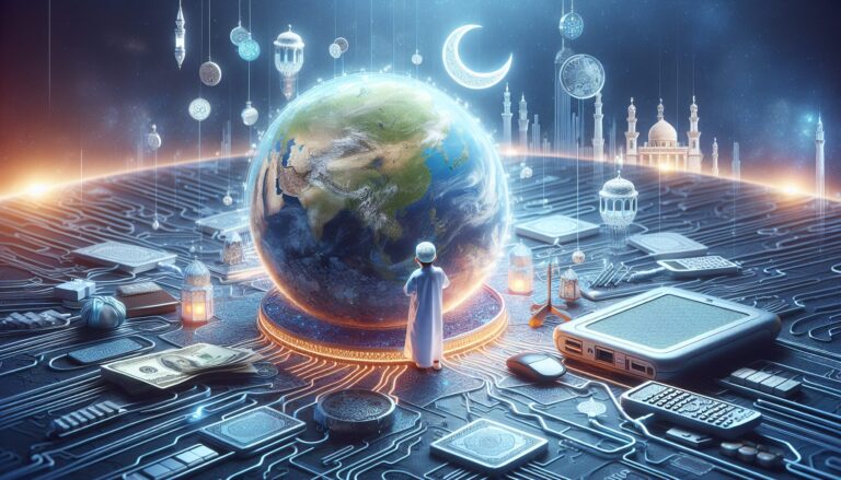 Muslim child preparing for kids first Ramadan fast with family at sunset