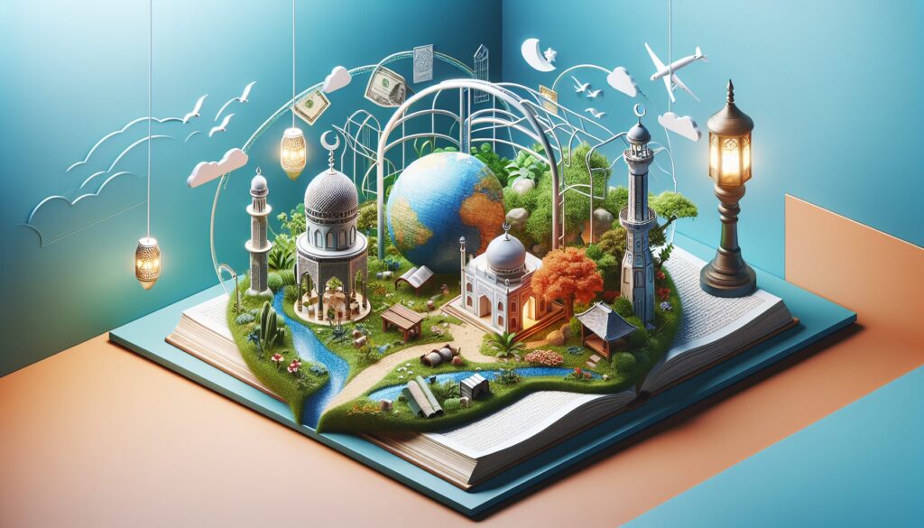 Muslim family reading together in a cozy room with modern decor and natural light.