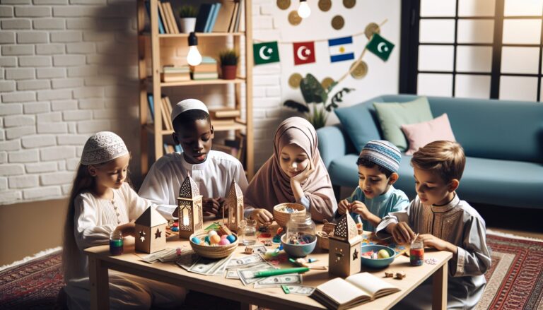Parents teach Ramadan fasting to kids through crafting colorful paper lanterns together