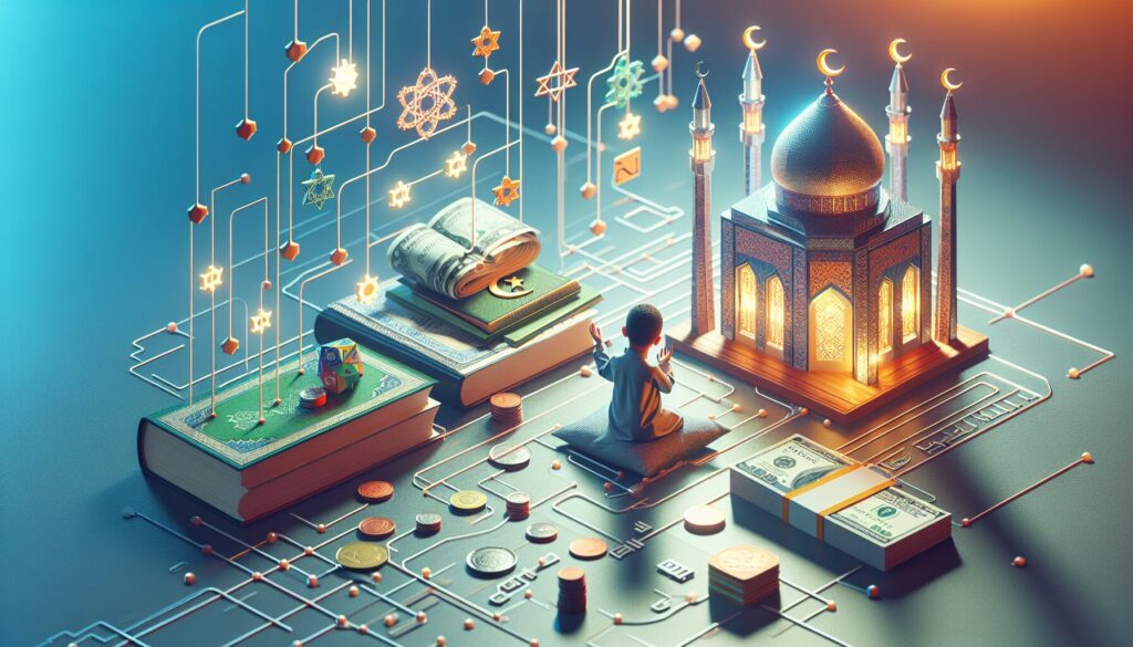 Child earning star rewards for completing prayers on colorful gamifying Islamic prayer for kids chart