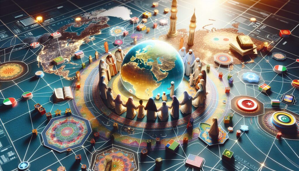 Muslim family engaged in interactive storytelling, blending Islamic education and lifestyle.